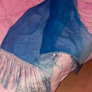 Womens mesh shawl with fringe